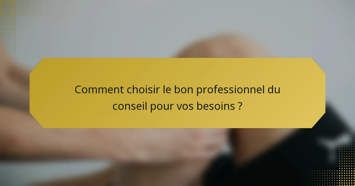 Comment choisir le bon professionnel du conseil pour vos besoins ?