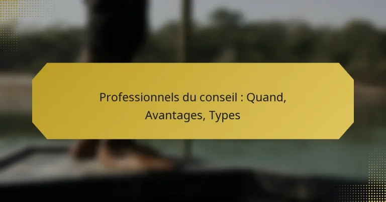Professionnels du conseil : Quand, Avantages, Types
