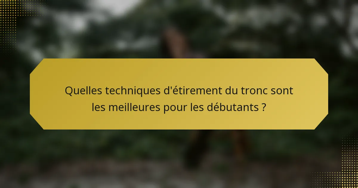 Quelles techniques d'étirement du tronc sont les meilleures pour les débutants ?
